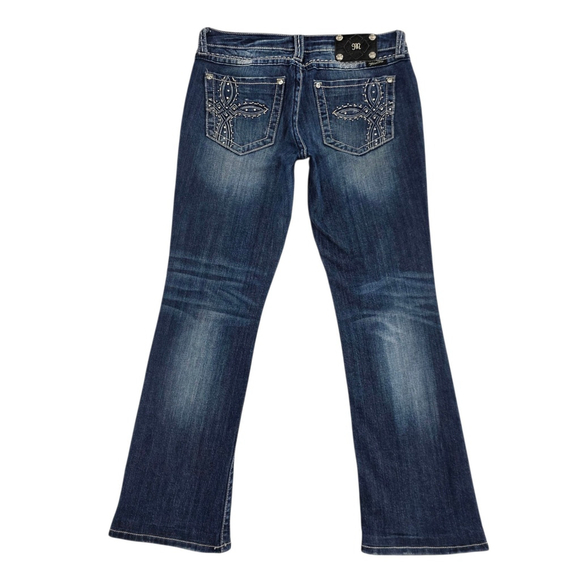 Western Glam Miss Me Bootcut Jeans Women’s 30 Dark Wash Cowgirl Y2K Bling Denim - Picture 1 of 14